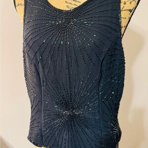 Elegant Black Beaded Women's Tank Top
